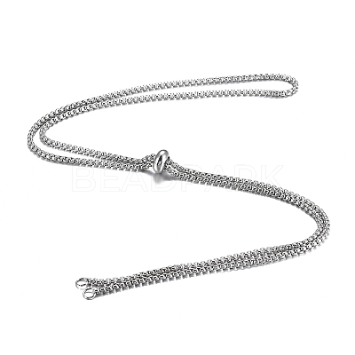 201 Stainless Steel Box Chain Slider Necklace Making MAK-H100-01P-1-1