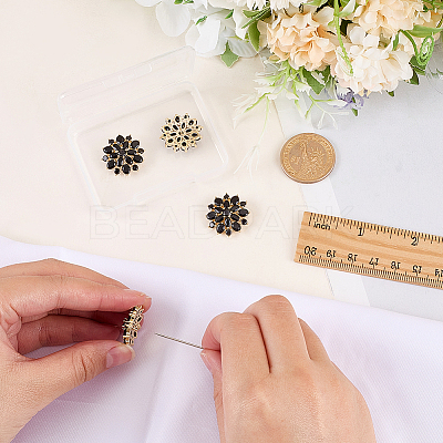 4Pcs Brass Micro Pave Cubic Zirconia Buttons DIY-FG0007-82E-1