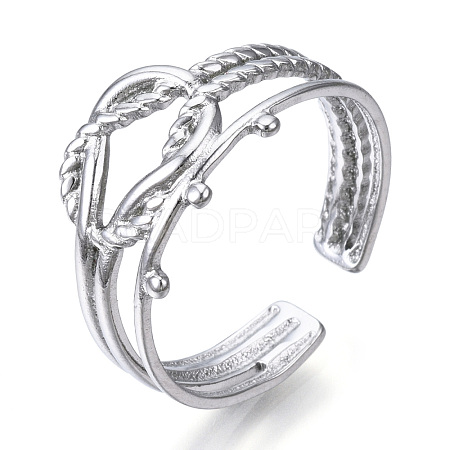 304 Stainless Steel Knot Open Cuff Ring RJEW-N040-22-1