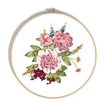 DIY Flower & Leaf Pattern Embroidery Kits SENE-PW0005-002H-1