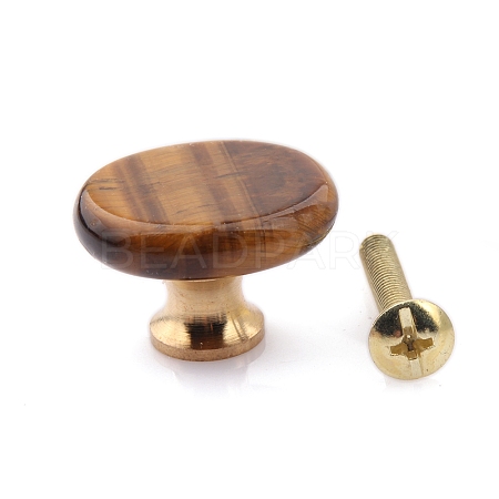Flat Round Natural Tiger Eye Drawer Knobs PW-WG94208-06-1