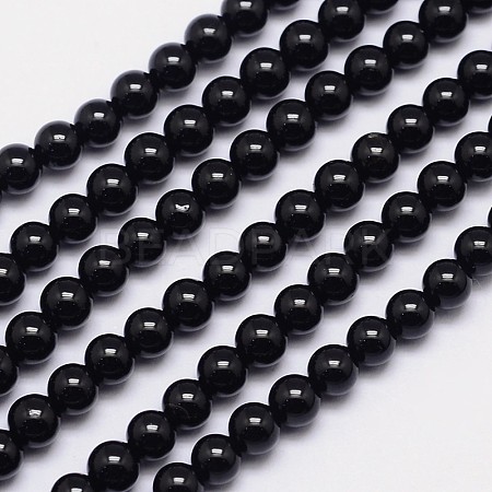 Natural Black Tourmaline Round Bead Strands X-G-I160-01-4mm-1