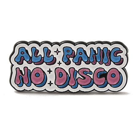 Inspirational Word ALL PANIC NO DISCO Alloy Enamel Pins Broochs JEWB-R023-03E-1