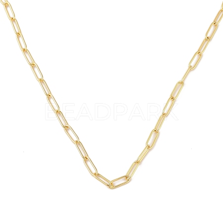 Rack Plating Brass Paperclip Chain Necklaces NJEW-Q348-01G-1