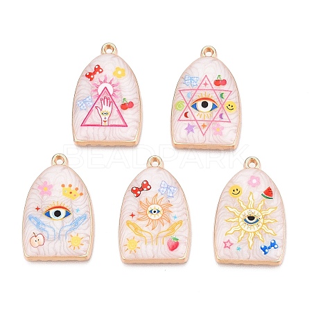 Printed Rack Plating Alloy Enamel Pendants ENAM-T020-03F-1