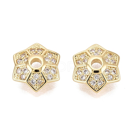 Brass Micro Pave Clear Cubic Zirconia Bead Caps KK-Q071-13G-02-1