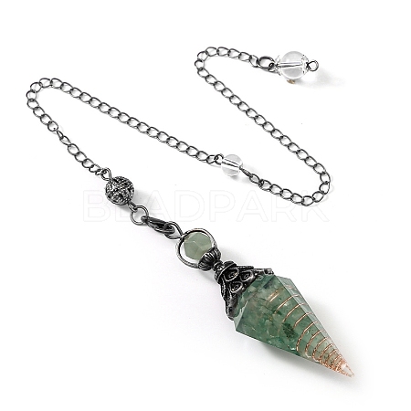 Natural Green Aventurine & Resin Hexagonal Pointed Dowsing Pendulums PW-WG7D05E-13-1