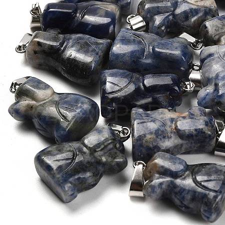 Natural Blue Spot Jasper Pendants G-B127-07P-02-1