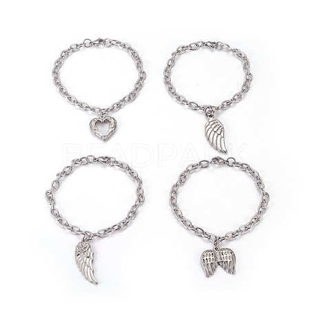 304 Stainless Steel Charm Bracelets BJEW-O169-03-1