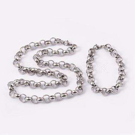 304 Stainless Steel Rolo Chains  Jewelry Sets SJEW-L178-02-1