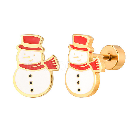 304 Stainless Steel White Enamel Christmas Cartilage Earrings for Women FS-WG5C804-01-1