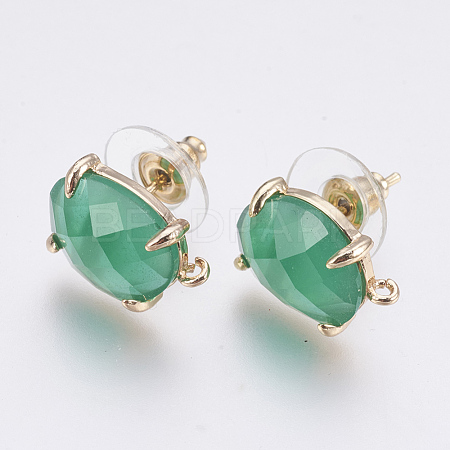 Faceted Glass Stud Earring Findings GLAA-F084-A01-1