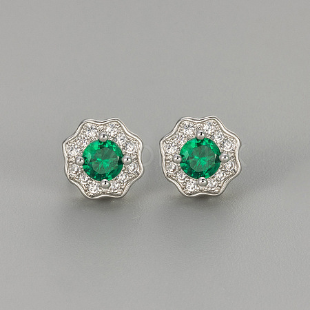 Valentine's Day Brass Clear Cubic Zirconia Stud Earrings WGA37BF-08-1