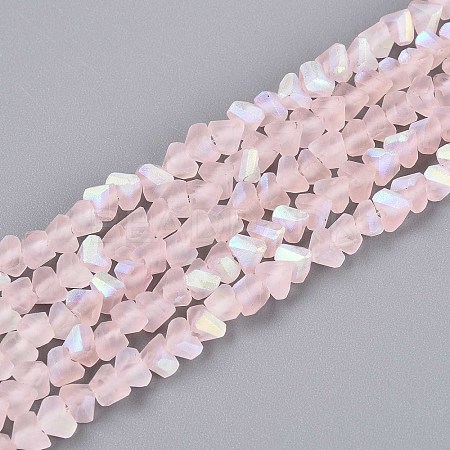 Frosted Transparent Glass Beads Strands GLAA-N054-4mm-02-1