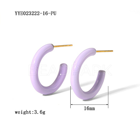 Simple and Elegant 304 Stainless Steel C-shaped Stud Earrings KI0943-7-1