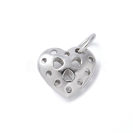 925 Sterling Silver 3D Hollow Heart Charms STER-M099-01P-1
