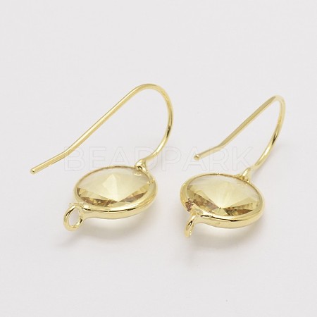 Golden Tone Brass Glass Earring Hooks KK-L121-G10-1
