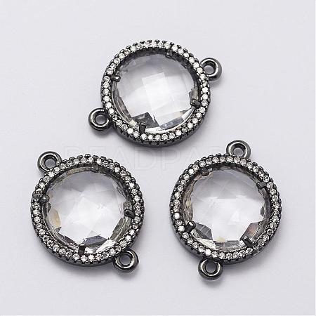 Brass Micro Pave Cubic Zirconia Links ZIRC-F045-12B-C-RS-1