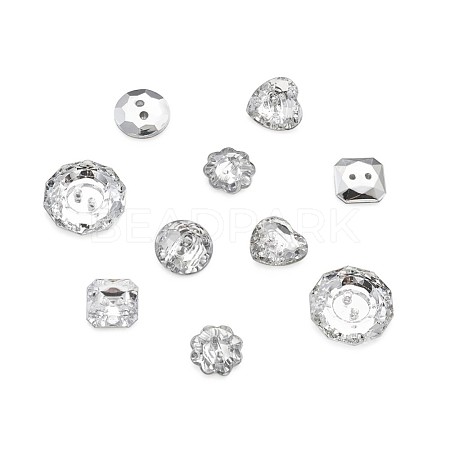 Acrylic Rhinestone Buttons BUTT-PJ0001-01-1