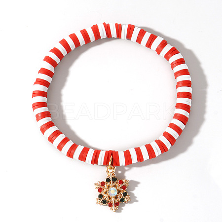 Elegant Christmas Handmade Polymer Clay Heishi Beaded Stretch Bracelets MV9996-5-1