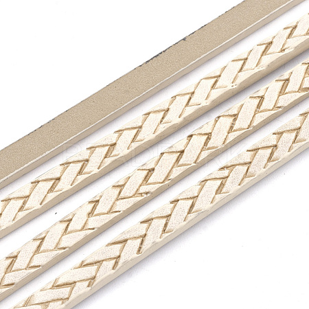 Braided Flat Single Face Imitation Leather Cords LC-T003-01F-1