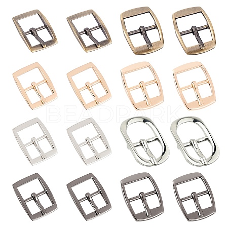 WADORN 16Pcs 8 Colors Rectangle Adjustable Alloy & Iron Slider Buckles FIND-WR0003-62A-1