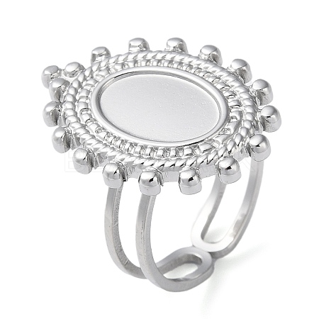 Non-Tarnish 304 Stainless Steel Open Cuff Ring Components STAS-Q308-04P-1