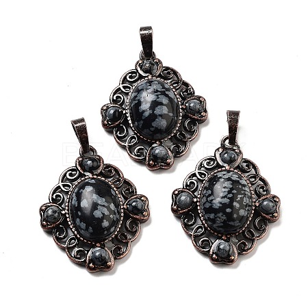 Natural Snowflake Obsidian Rhombus Pendants G-K363-02R-14-1