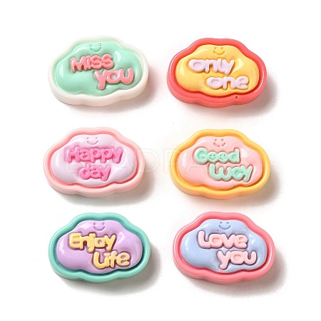 Opaque Resin Decoden Cabochons RESI-Z022-08-1