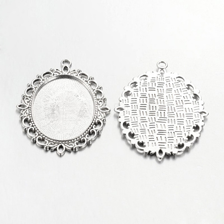 Tibetan Style Oval Pendant Cabochon Settings LS-TIBE-473-AS-RS-1