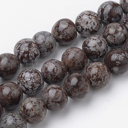 Natural Brown Snowflake Obsidian Beads Strands G-S272-02-10mm-1
