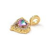 Brass Micro Pave Clear Cubic Zirconia European Dangle Charms KK-F905-20G-04-2