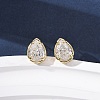Brass Micro Pave Clear Cubic Zirconia Stud Earrings EJEW-C174-02G-G-1