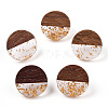 Resin & Walnut Wood Flat Round Stud Earrings with 304 Stainless Steel Pin for Women EJEW-TADZ0001-01G-1