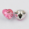 1-Hole Taiwan Acrylic Rhinestone Heart Buttons BUTT-F017-13mm-26-2