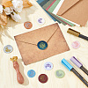 Brass Wax Seal Stamps with Wood Handle AJEW-WH0412-0234-4