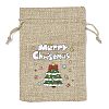 Christmas Printed Burlap Packing Pouches Drawstring Bags ABAG-Q053-02A-03-1