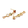 Colorful Cubic Zirconia Chain Dangle Stud Earrings X-EJEW-G297-10G-2
