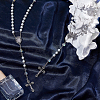 2Pcs White Round Glass Pearl Rosary Bead Necklaces NJEW-GO0001-13-3