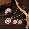Oval Synthetic Turquoise Stud Earrings & Pendant Necklaces & Cuff Bangles FS-WG87EC0-01-1