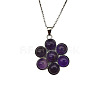 Natural Amethyst Flower Pendant Necklace FO7861-5-1