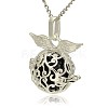 Silver Color Plated Brass Hollow Round Cage Pendants KK-J230-01S-2