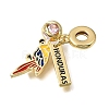 Brass Micro Pave Cubic Zirconia European Dangle Pendants KK-CBAA632-09G-2