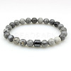 Natural Map Stone Round Beaded Stretch Bracelets for Men Women FS-WG77712-03-1