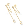 Brass Micro Pave Clear Cubic Zirconia Cable Chain Tassel Earrings EJEW-H125-12G-1
