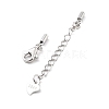 Anti-Tarnish Rhodium Plated 925 Sterling Silver Curb Chain Extender STER-G039-03B-P-2