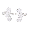 Brass Micro Pave Clear Cubic Zirconia Cuff Earrings EJEW-G471-40P-4