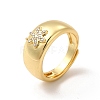 Clear Cubic Zirconia Flower Adjustable Ring RJEW-C050-06G-1