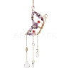 Butterfly Wire Wrapped Brass & Natural Amethyst Chip Pendant Decorations AJEW-Q143-11-2