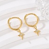 Star 925 Sterling Silver Micro Pave Clear Cubic Zirconia Hoop Earrings for Women EJEW-G427-03G-1
